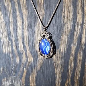 Italian Elegant Blue Pendant Necklace 925